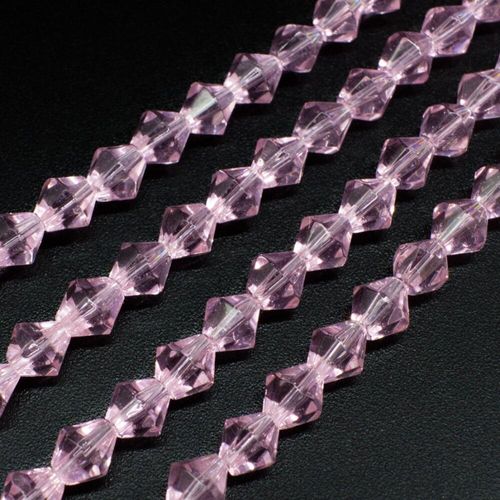 Glass Beads 6mm Bicone   Pink 14" String for jewellery making