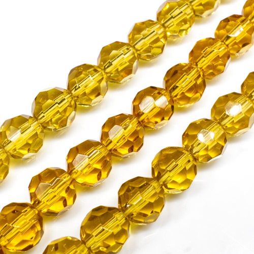 Glass Beads 10mm Facet Round   Topaz 14" String for jewellery making