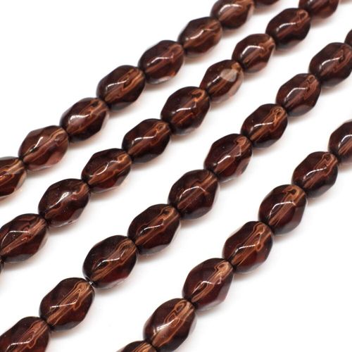 Glass Beads 7mm Facet Rice   Dark Amethyst 14" String for jewellery making