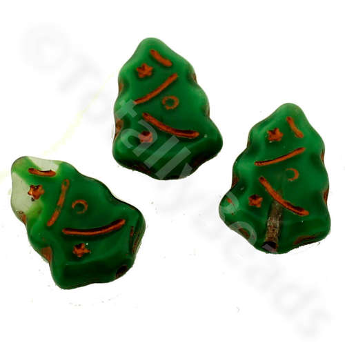 Christmas Tree Glass Bead 17mm 1pc