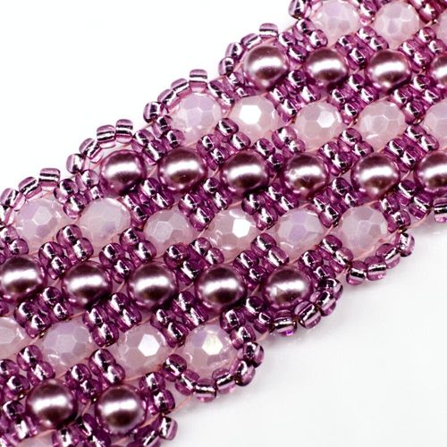 Dahlia Bracelet Makes 3 lilac pink bracelet making kit — DIY set with beads and instructions for creating handmade jewelry