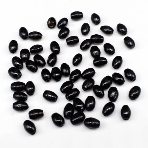Wooden Bead   Rice 6mm Black 100pcs for jewellery making