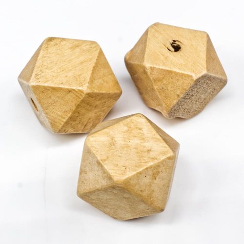 Wooden Bead   Facet Cube 20mm Natural 8pcs for jewellery making