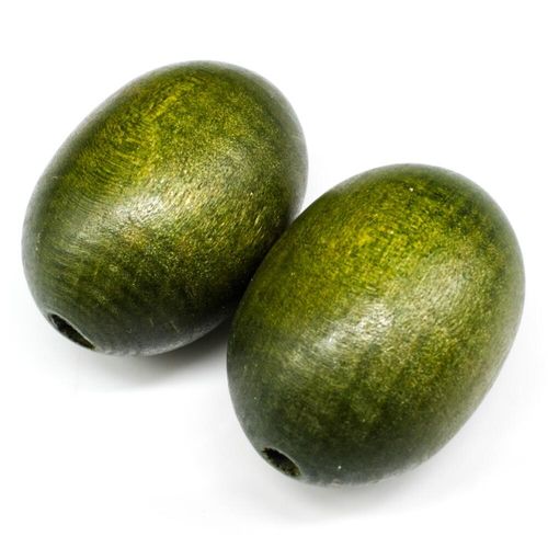 Wooden Bead   Oval 35mm Green 5pcs for jewellery making