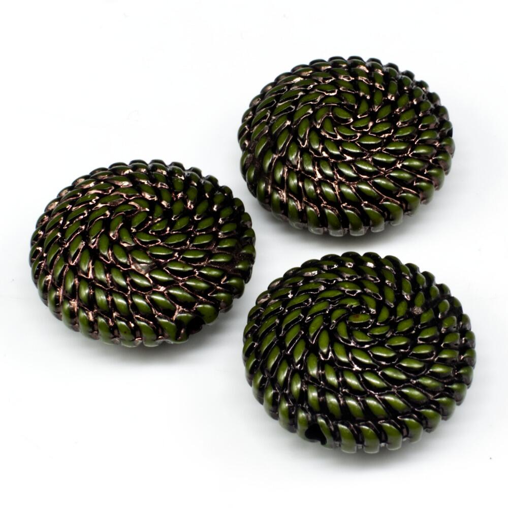 Acrylic Rope Beads Disc 25mm 6pcs   Olive for jewellery making