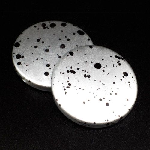 Acrylic Splatter Beads Disc 31mm 6pcs   Silver for jewellery making