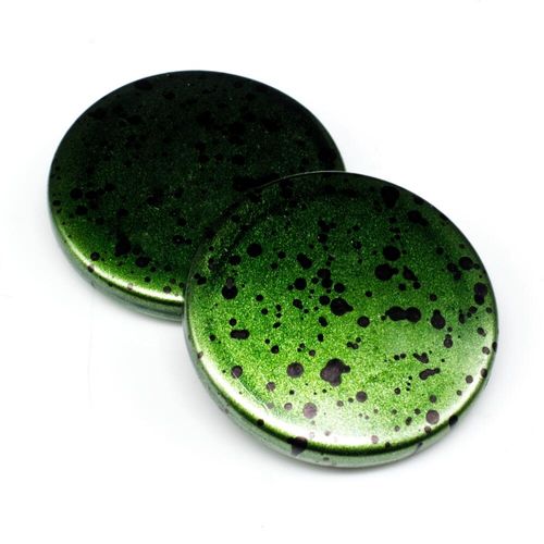 Acrylic Splatter Beads Disc 31mm 6pcs   Green for jewellery making
