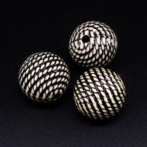 Acrylic Rope Beads Round 17mm 10pcs   Ivory for jewellery making