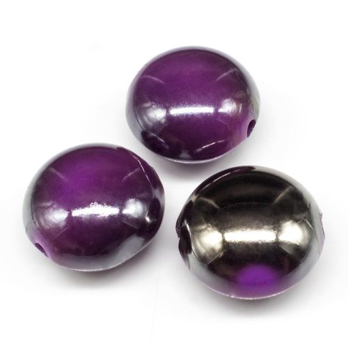 Acrylic Shadow Disc Beads 17mm 10pcs   Purple for jewellery making