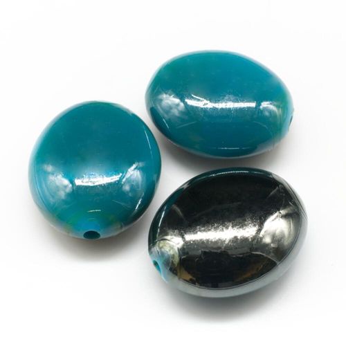 Acrylic Shadow Oval Beads 23mm 8pcs   Turquoise for jewellery making
