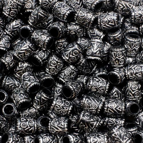 Acrylic Black & Silver Tube 8mm 50pcs for jewellery making