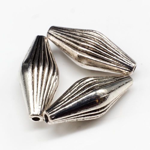 Acrylic Antique Silver Cone Tube Beads 31mm 6pcs   Ridges for jewellery making