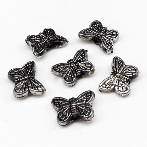 Acrylic Antique Silver Butterfly Beads 15mm 20pcs for jewellery making