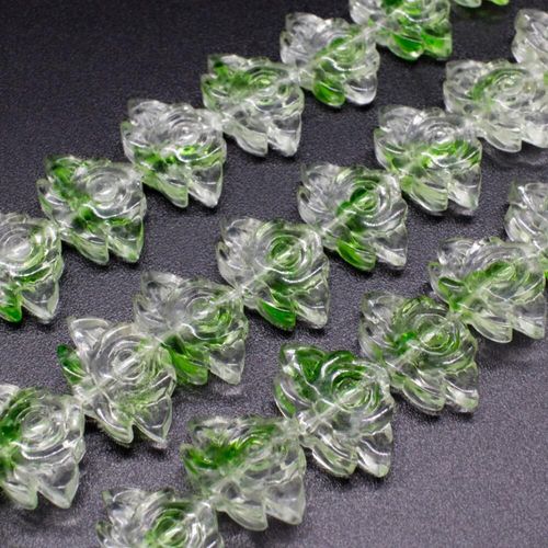 Glass Flat Fish Beads 17mm   Clear Green 30 pieces for jewellery making
