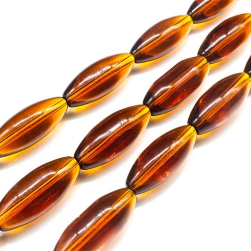 Glass Beads 30mm Rice   Dark Topaz 5pcs for jewellery making