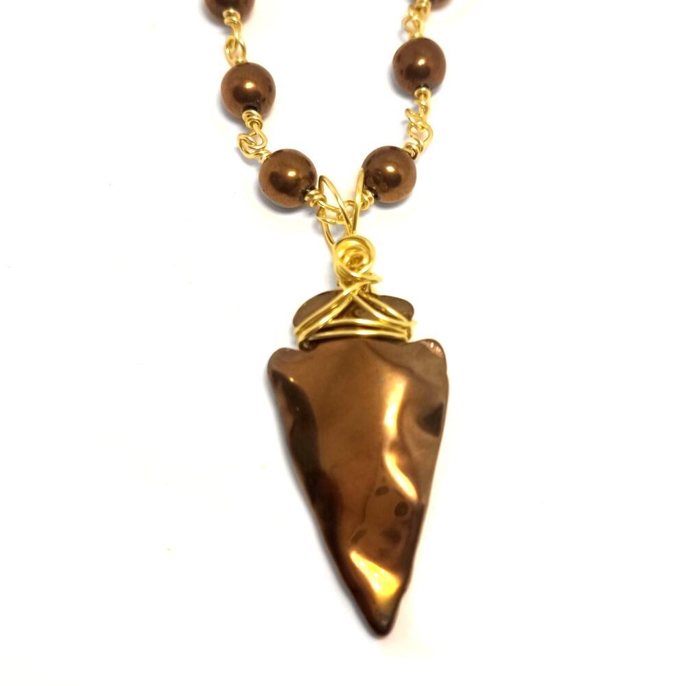 Hematite Arrow on Rosemary Chain - Bronze