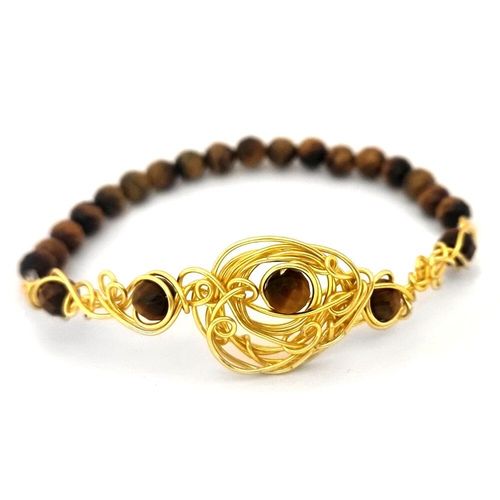 Expanding Wire Bracelets tigers eye bracelet making kit — DIY set with beads and instructions for creating handmade jewelry