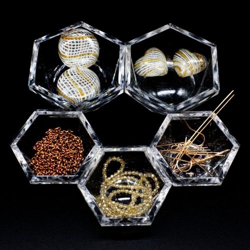 Hollow Glass Earrings white & gold earring making kit — DIY set with beads and instructions for creating handmade jewelry