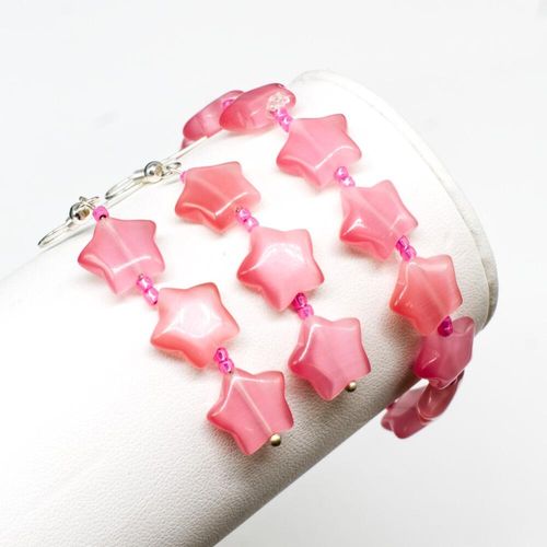 Charlotte's Stars pink jewelry making kit — DIY set with beads and instructions for creating handmade jewelry