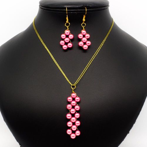 Kya Pendant & Earring Set pink earring making kit — DIY set with beads and instructions for creating handmade jewelry