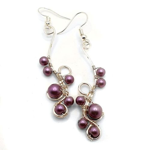 Fiona Pearl & Wire Earrings lavender mauve earring making kit — DIY set with beads and instructions for creating handmade jewelry