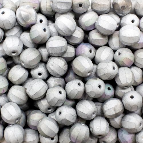 Czech Preciosa Ridge Bead Round 8mm   Silver Grey Iris 15pcs for jewellery making