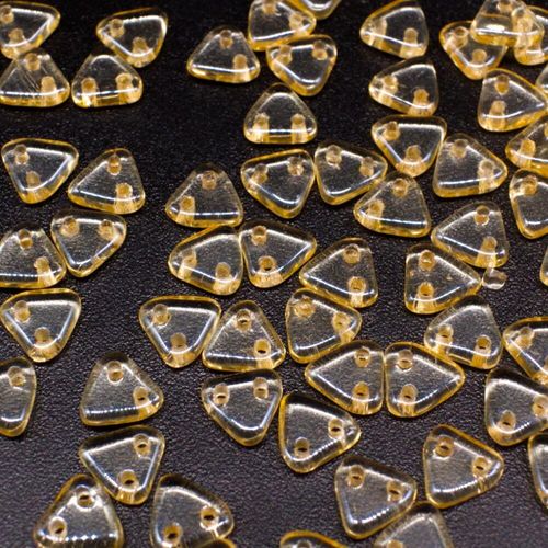 6mm Czech glass glass beads luster transparent champgne — pack of 7, high-quality two-hole beads ideal for jewelry making, bead weaving,…