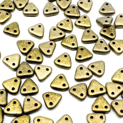 6mm Czech glass glass beads metallic suede gold — pack of 7, high-quality two-hole beads ideal for jewelry making, bead weaving, and crafts