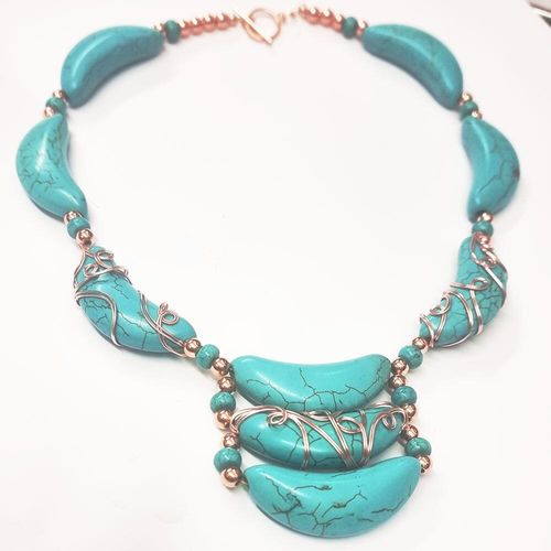 Cresent Turquoise Necklace Jewellery necklace making kit — DIY set with beads and instructions for creating handmade jewelry