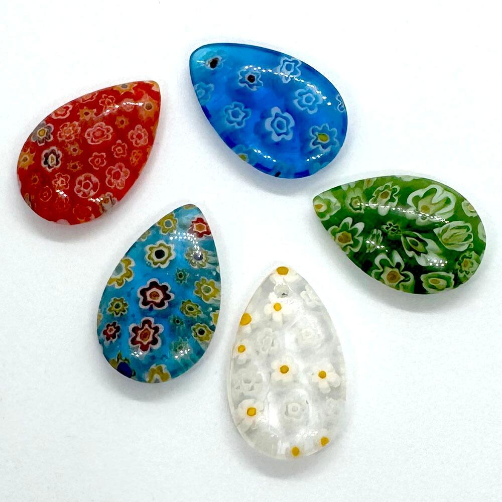 Millefiroi Drop Pendant 25mm Mixed 5pcs for jewellery making