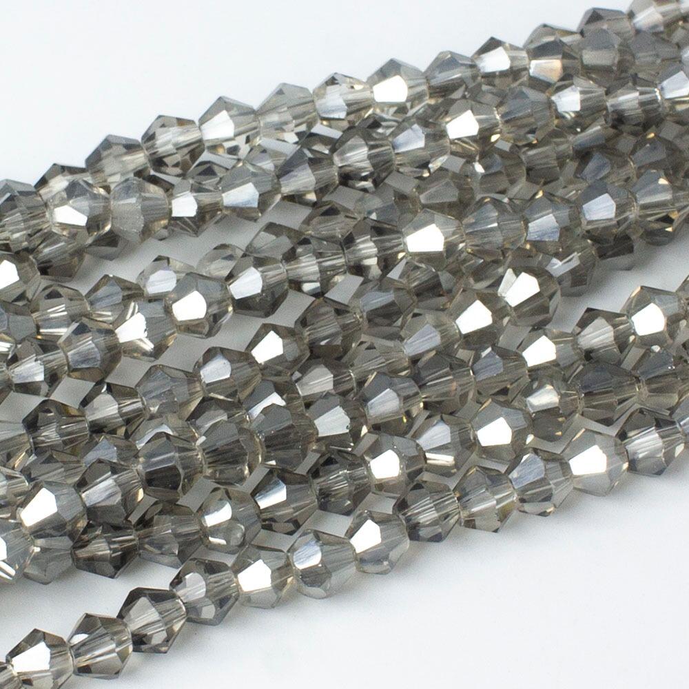 4mm crystal bicone beads silver dust — plated finish, ideal for jewelry making and beadwork