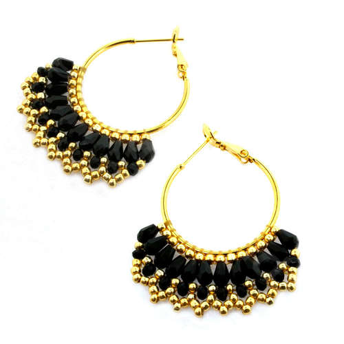 Florence Earring Pack gold & black earring making kit — DIY set with beads and instructions for creating handmade jewelry