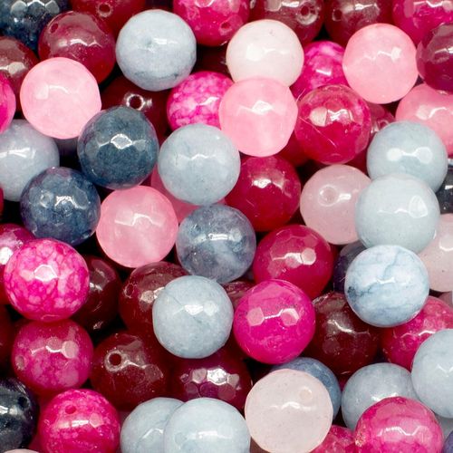 Dyed Jade 10mm Facet Round Beads Mix 35pc   Blueberries pack of 10 for jewellery making