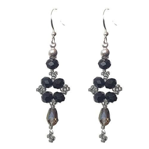 Vesta Crystal Earrings black diamond earring making kit — DIY set with beads and instructions for creating handmade jewelry