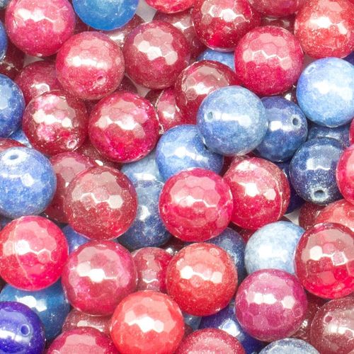 Dyed Jade 14mm Facet Round Beads Mix 25pc   Mixed Berries pack of 14 for jewellery making
