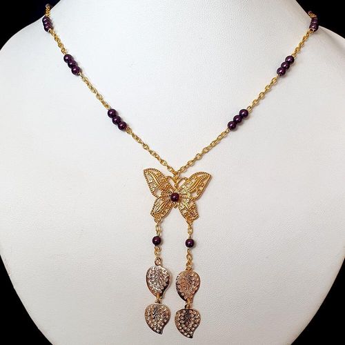 Kimana Butterfly Necklace aubergine necklace making kit — DIY set with beads and instructions for creating handmade jewelry