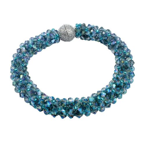 Crystal Bicone Bangle electric green jewelry making kit — DIY set with beads and instructions for creating handmade jewelry