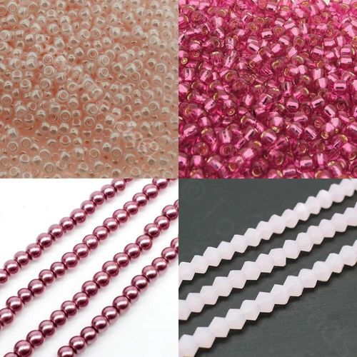 BC24 WK27 Double Mod Raw Bracelet   Opq Pink 4mm for jewellery making