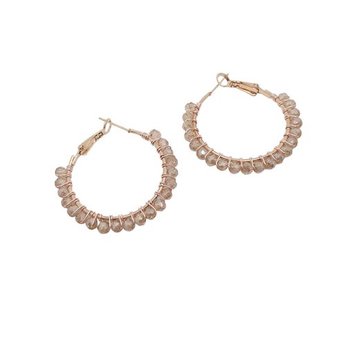 Soleil Crystal Hoop Earrings rose champagne earring making kit — DIY set with beads and instructions for creating handmade jewelry