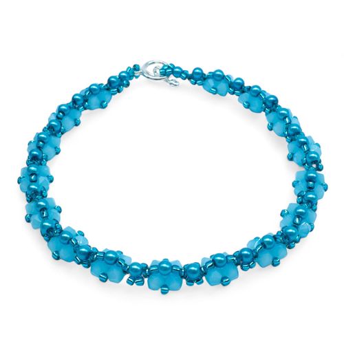 Kassia Diamond Bracelet Makes 2 aqua blue bracelet making kit — DIY set with beads and instructions for creating handmade jewelry