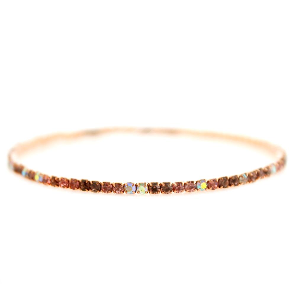 Crystal Bangle - Rose Gold with Pastel Pink Purple combi