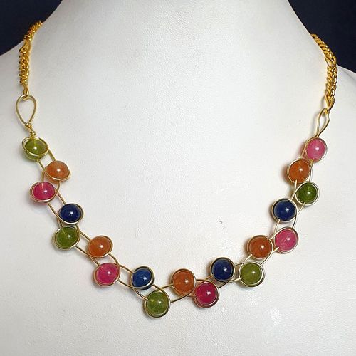 Candice Jade Necklace Makes 2 gold necklace making kit — DIY set with beads and instructions for creating handmade jewelry