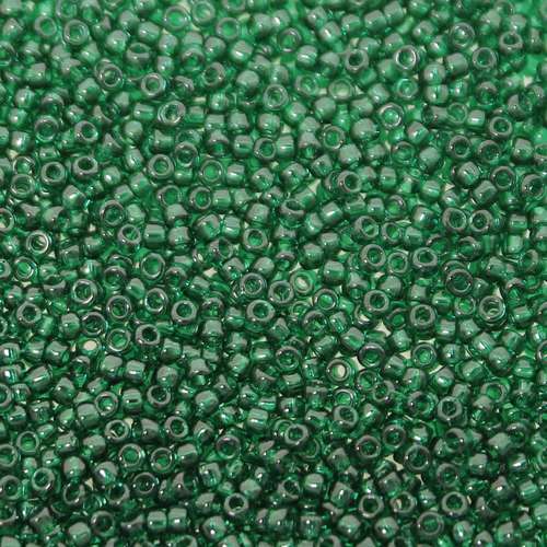 Toho Size 15 Seed Beads 10g - Trans Green Emerald