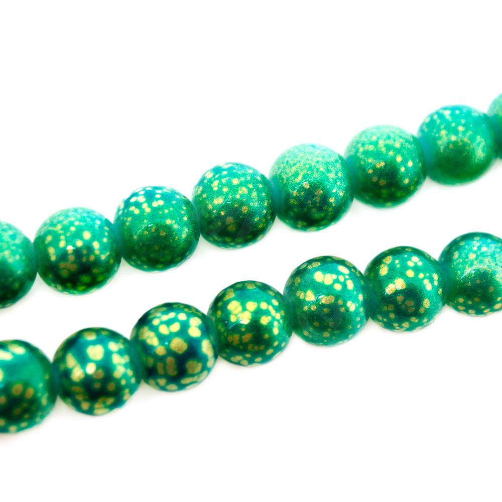 Glass Round Beads 10mm Cosmos - Shamrock