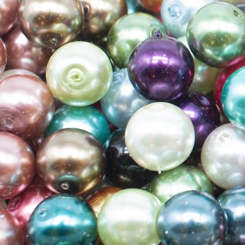 Glass Pearl Round Beads 12mm   Mixed 60pcs for jewellery making