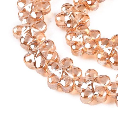 Glass 5 Petal Flower Beads 12mm 10pcs   Auburn for jewellery making