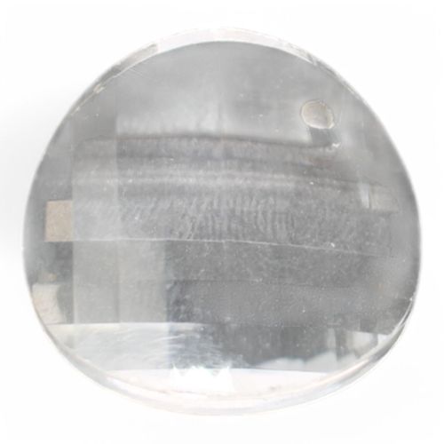 Crystal Pendant Curve Disc 28mm   Clear for jewellery making