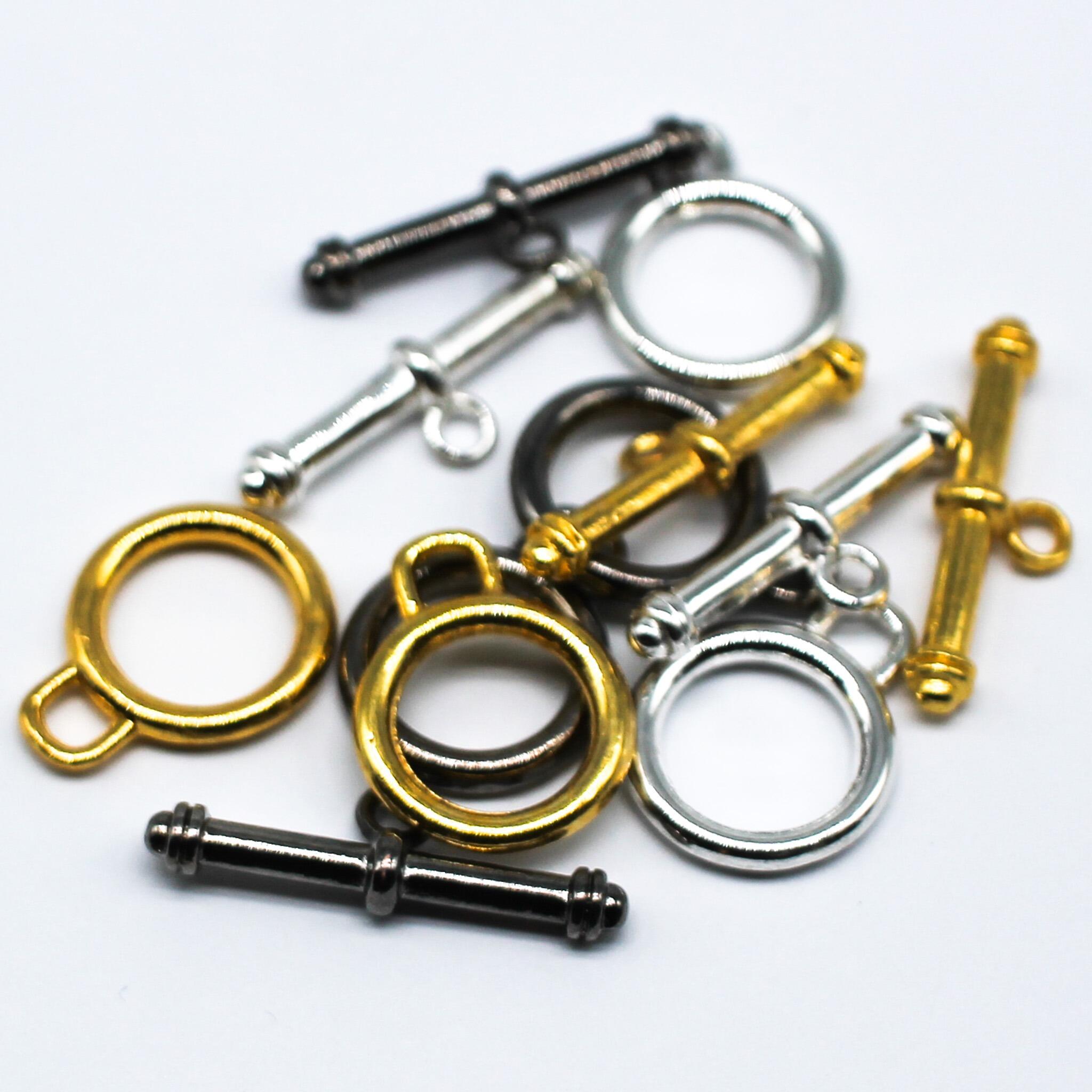 Metal Toggle   Simple Ring 14mm 6 sets Mixed for jewellery making