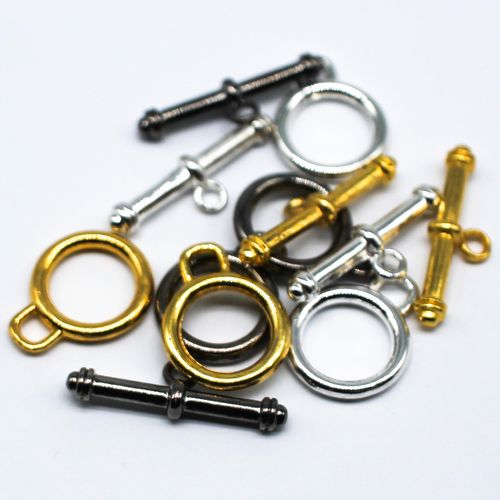 Metal Toggle   Simple Ring 14mm 6 sets Mixed for jewellery making