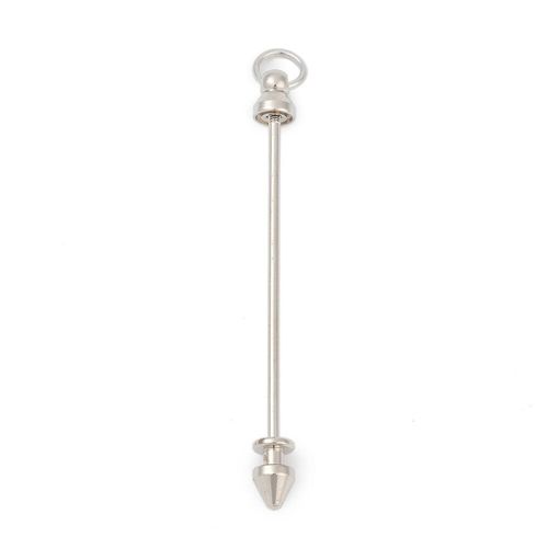 Beadable Keychain Bar 80mm   Rhodium 1pc for jewellery making